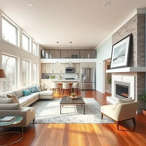 Home remodeling project in Rockville, MD showcasing a modern interior design with stylish furnishings and decor.