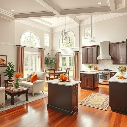 Elegant modern interior of a remodeled home in Annandale VA featuring high ceilings, hardwood floors, and stylish decor.