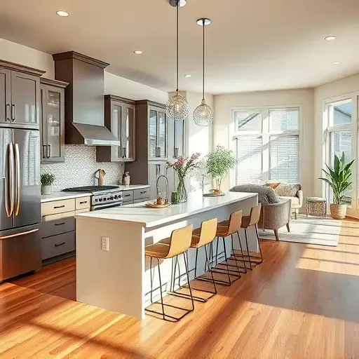 Modern kitchen remodel in Clarksburg MD featuring quartz countertops, sleek cabinetry, and stylish decor elements.