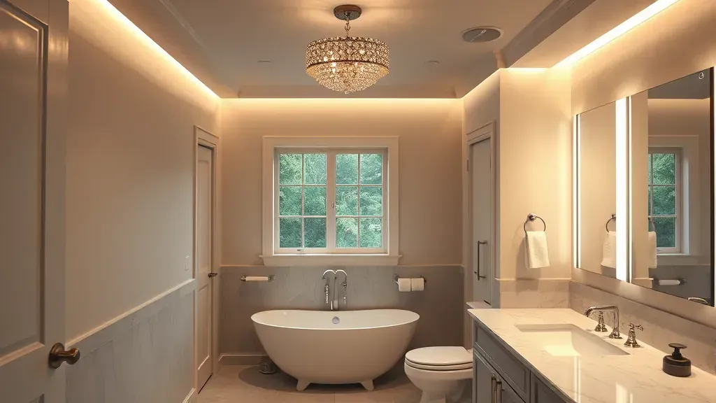 Bathroom lighting installation projects in Rockville MD showcasing modern designs and fixtures.