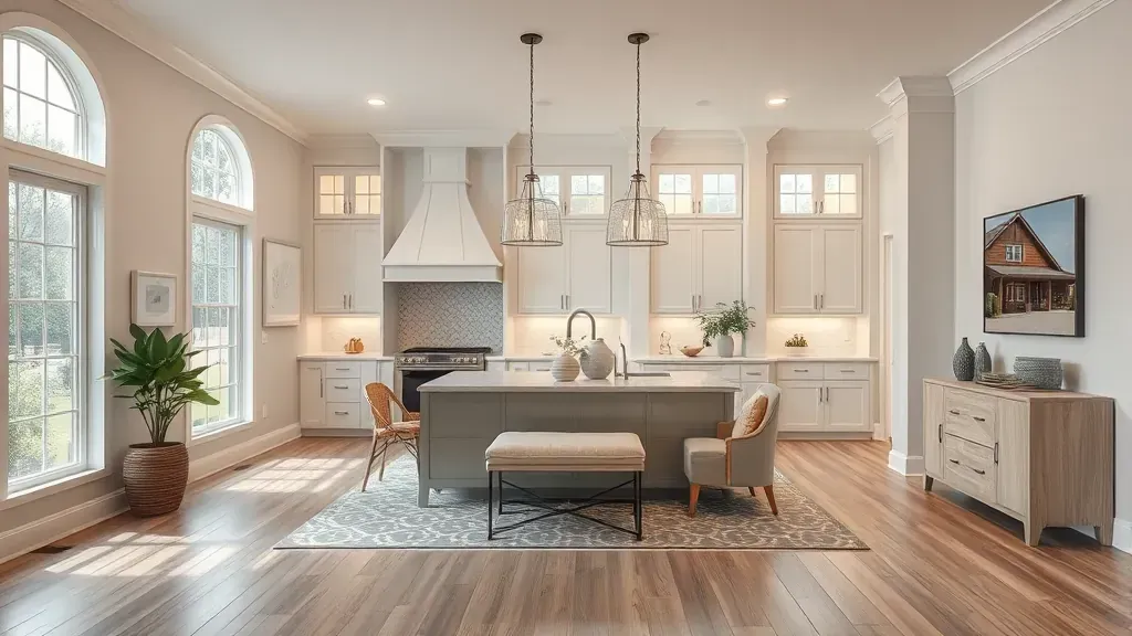 Home Remodeling in Olney, MD showcasing modern kitchen and living room designs.