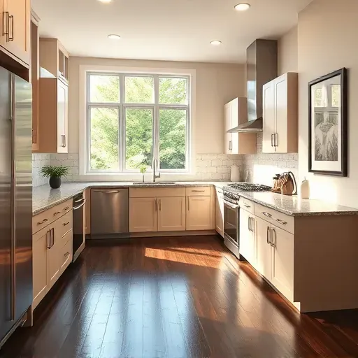 Modern kitchen remodel in Takoma Park MD features sleek cabinetry, granite countertops, and natural light enhancing calm decor.