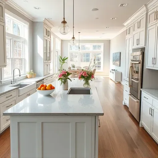 Stunning kitchen remodel in Laurel MD with modern appliances, elegant countertops, and a focal island, illuminated by natural light.