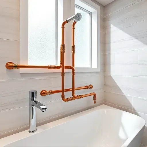 Freshly installed high-quality copper and PVC bathroom plumbing in a modern, well-lit Rockville MD bathroom with sleek fixtures