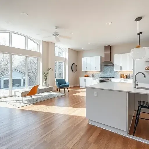 Home renovation completed in Rockville MD showcasing modern design, fresh colors, and stylish furnishings.