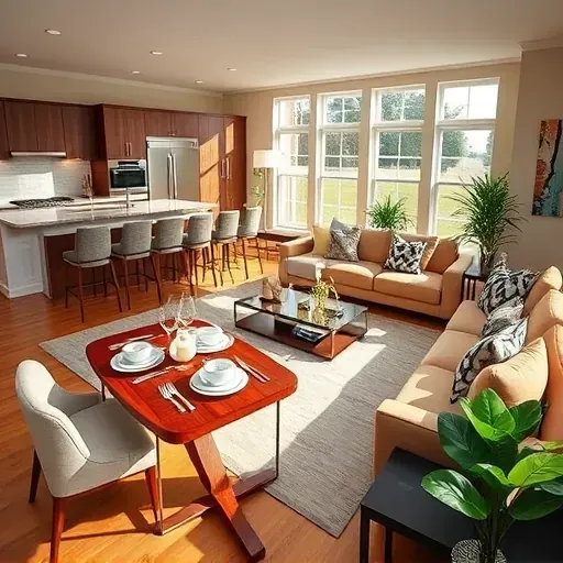 Beautifully remodeled Arlington VA home with open-concept layout featuring modern kitchen and cozy dining area.