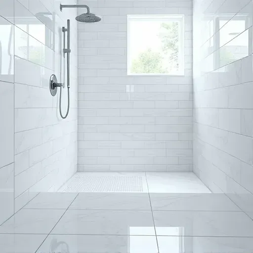 Newly completed bathroom waterproofing in Rockville MD with sleek tiled walls and seamless membranes showing expert craftsmanship