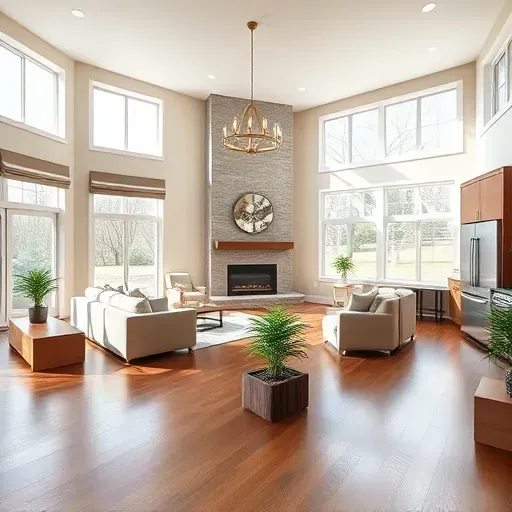 Stunning open-concept living area in Vienna VA with modern charm, elegant hardwood floors, and a stylish kitchen.