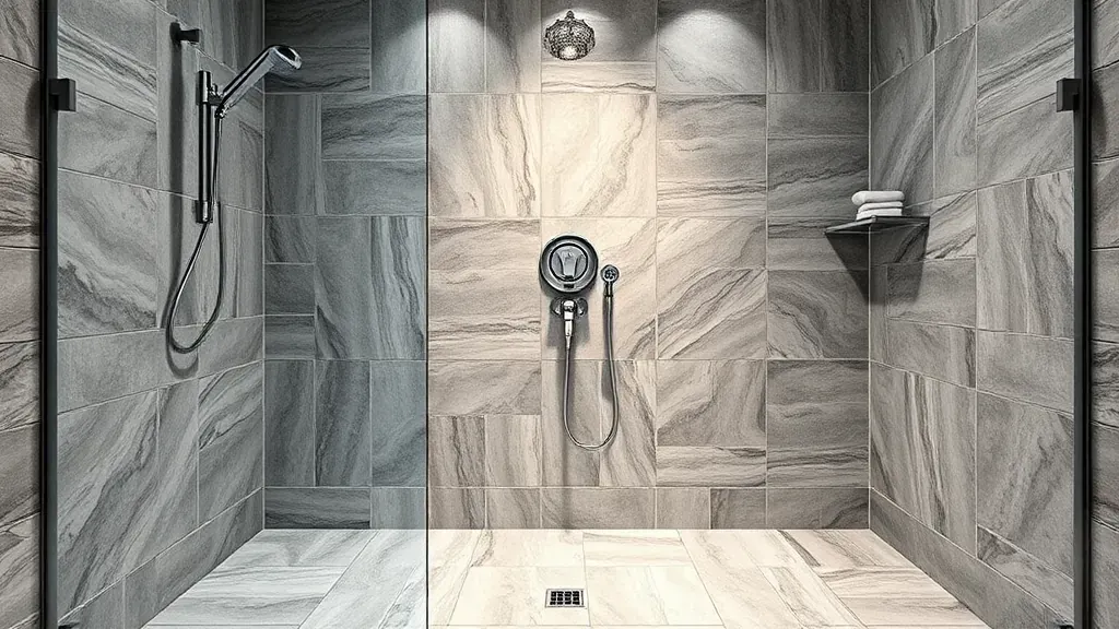 Shower tile installation project in Rockville MD showcasing modern design and craftsmanship.