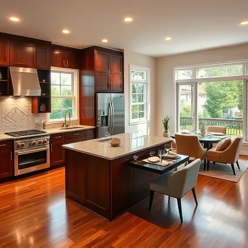 Home remodeling in Silver Spring MD featuring modern kitchen, open living area, and serene suburban atmosphere.