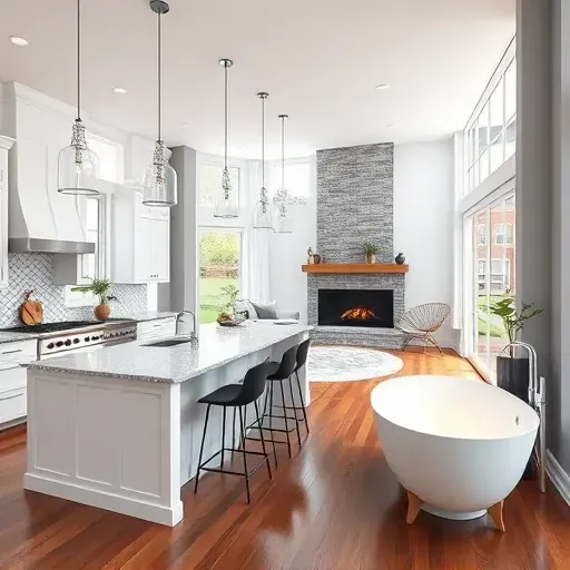 Modern home remodeling in Washington DC features an open-concept living space with sleek cabinets and elegant decor.