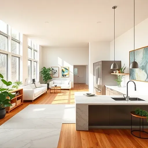 Elegantly renovated living space in Fairfax VA with open-concept design, modern furniture, and abundant natural light.