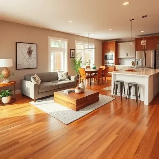 Completed home remodel in Springfield VA featuring a modern living room with hardwood floors and elegant furnishings.