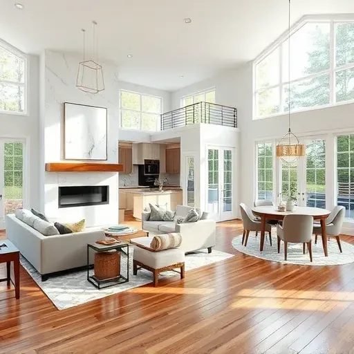 Home remodeling in Rockville MD featuring a modern kitchen with sleek cabinets and elegant dining area.