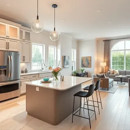 Completed home remodel in Oxon Hill MD featuring a modern kitchen and inviting living area with natural light.