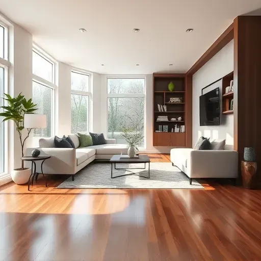 Beautifully remodeled home interior in Rockville MD showcasing modern design and spacious layout without people.