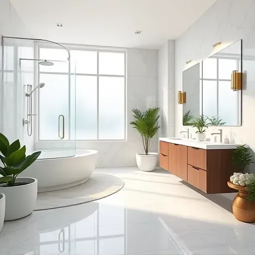 Freshly renovated Poolesville MD bathroom featuring modern fixtures, marble tiling, and elegant finishes in natural light.