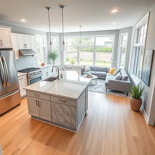 Beautifully remodeled Gaithersburg home featuring a modern kitchen, open living area, and elegant outdoor views.