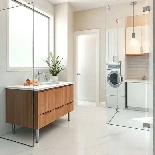 Remodeled bathroom in Darnestown MD with modern fixtures, walk-in shower, marble tiles, and stylish decor elements.