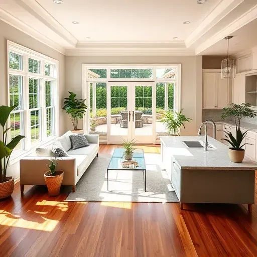 Spacious living room in McLean VA combines modern and classic design with high-end finishes and natural light.