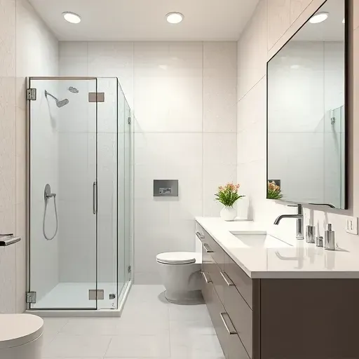 Newly remodeled bathroom in Hyattsville, MD with modern fixtures, spacious walk-in shower, and elegant finishes.