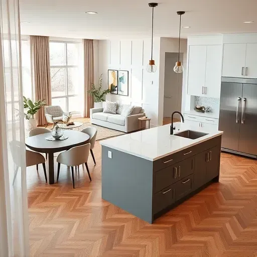 Contemporary living space in DC featuring an open-plan layout, sleek kitchen, and elegant decor elements.