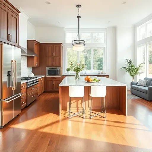 Beautifully remodeled kitchen in Arlington VA with stainless steel appliances, granite countertops, and custom cabinets.