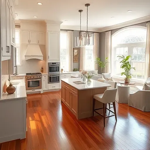 Beautifully renovated kitchen in Alexandria VA with modern cabinetry, sleek counters, and spacious island inviting natural light.