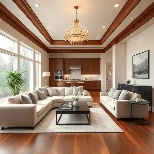 Living room in Brookeville MD featuring neutral walls, wooden accents, elegant furnishings, and a polished hardwood floor.