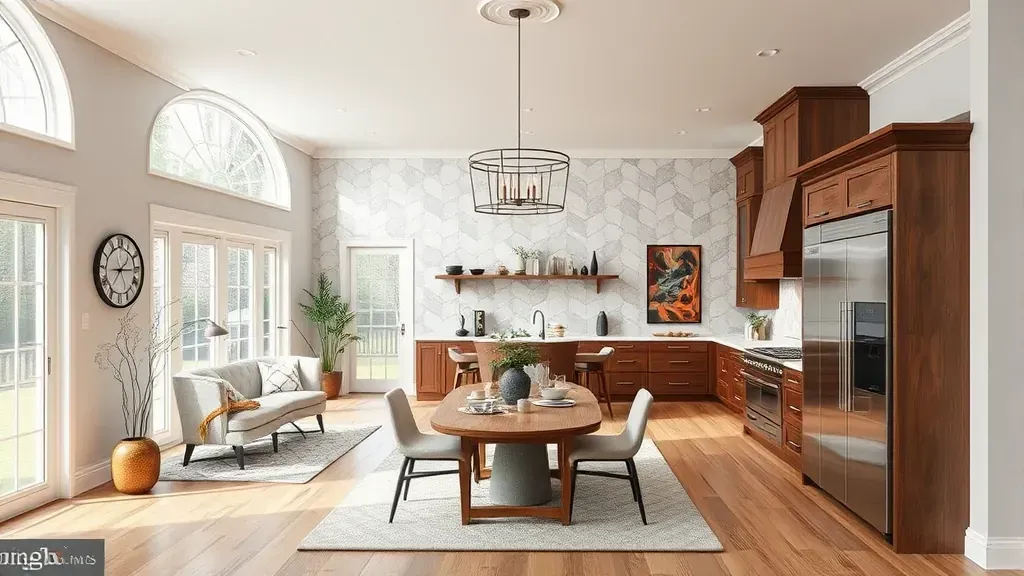 Home Remodeling in North Potomac, MD showcasing modern kitchen and living space design.