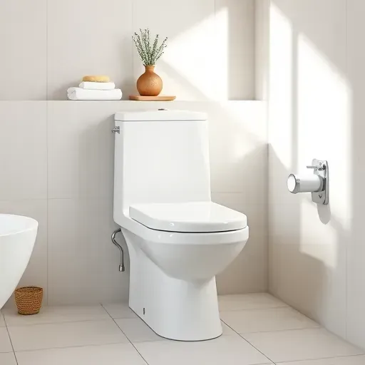 Modern white ceramic toilet with chrome fixtures in a clean, contemporary bathroom with tiled floor and minimalist decor in Rockville MD