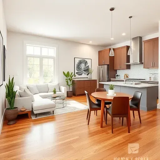 Beautifully designed open-concept living space in Sandy Spring, MD with modern furniture, hardwood floors, and natural light.