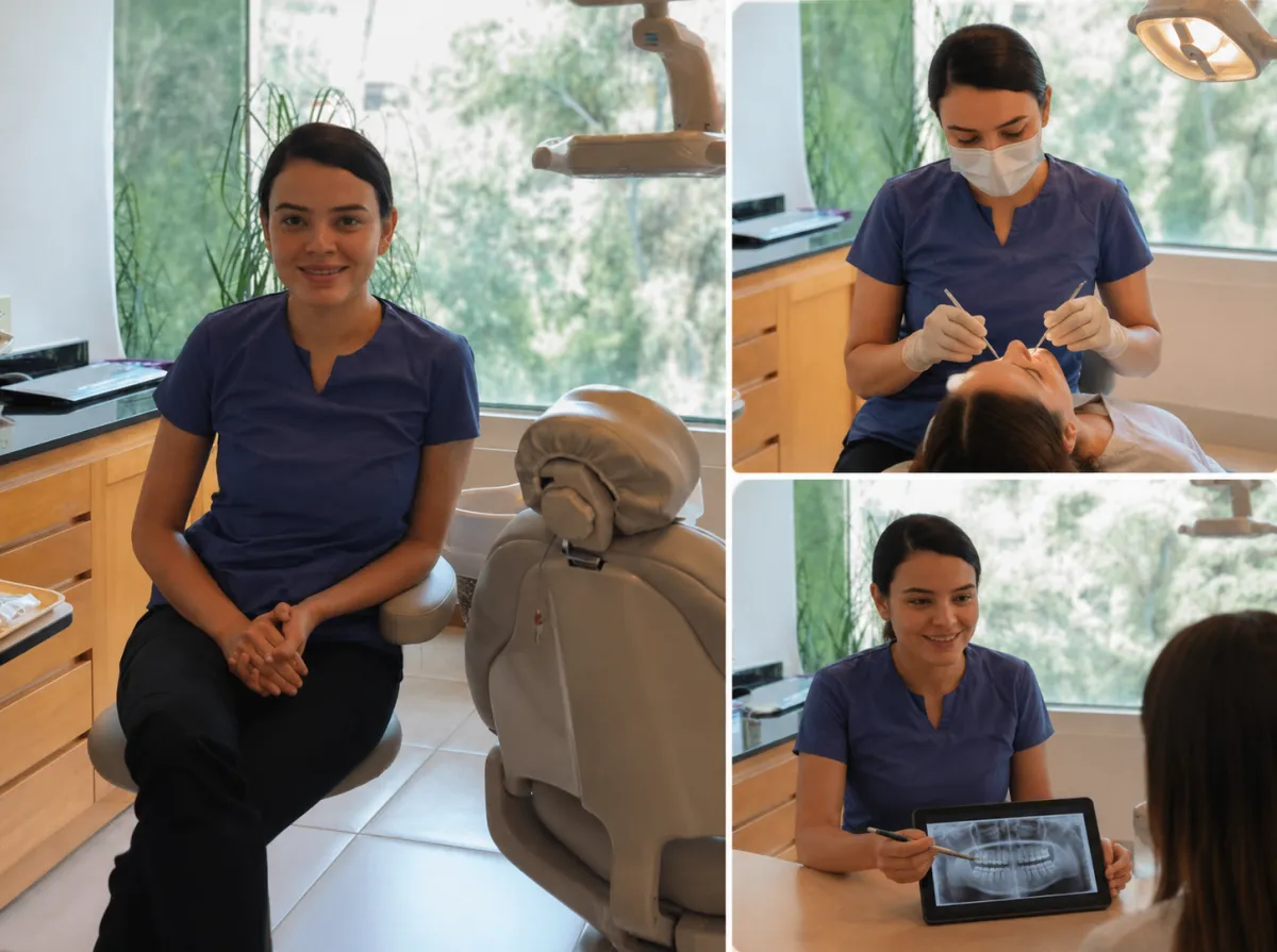 Paciente sonriendo en un entorno relajante y premium de la clínica dental