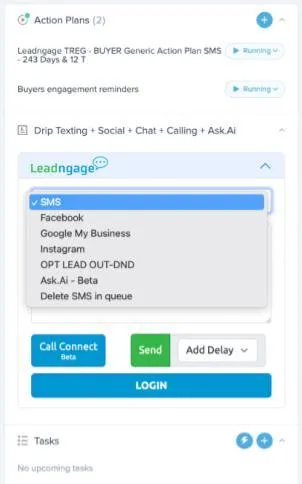 Leadngage Embedded App shown in Follow Up Boss Right Side Bar
