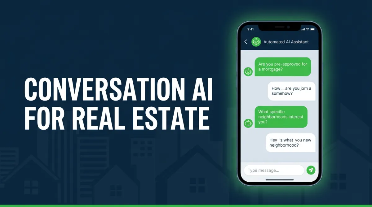 Leadengage Conversation AI qualifying a real estate buyer lead via automated text chat on a smartphone screen