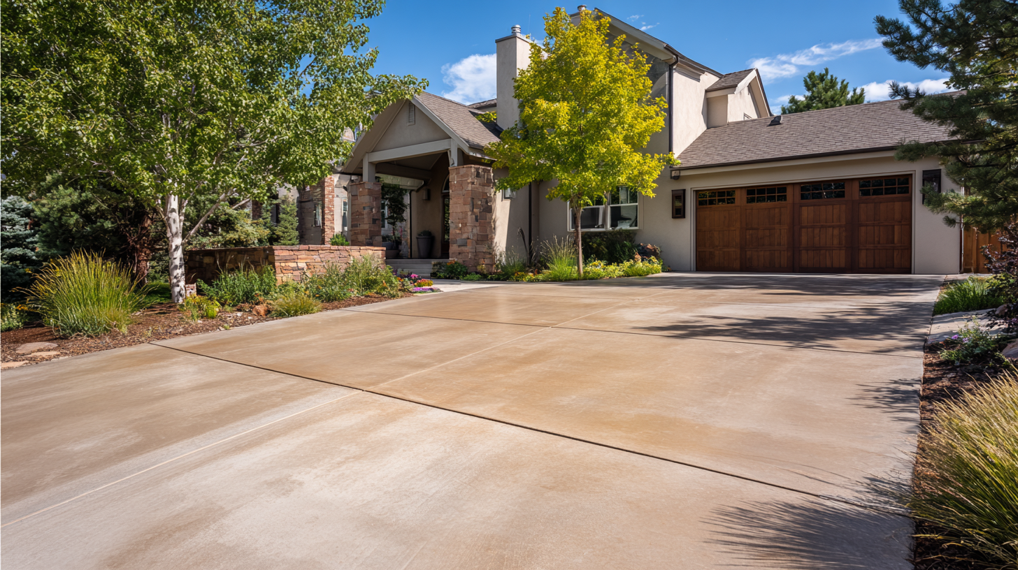 Restored residential concrete driveway after repair and sealing