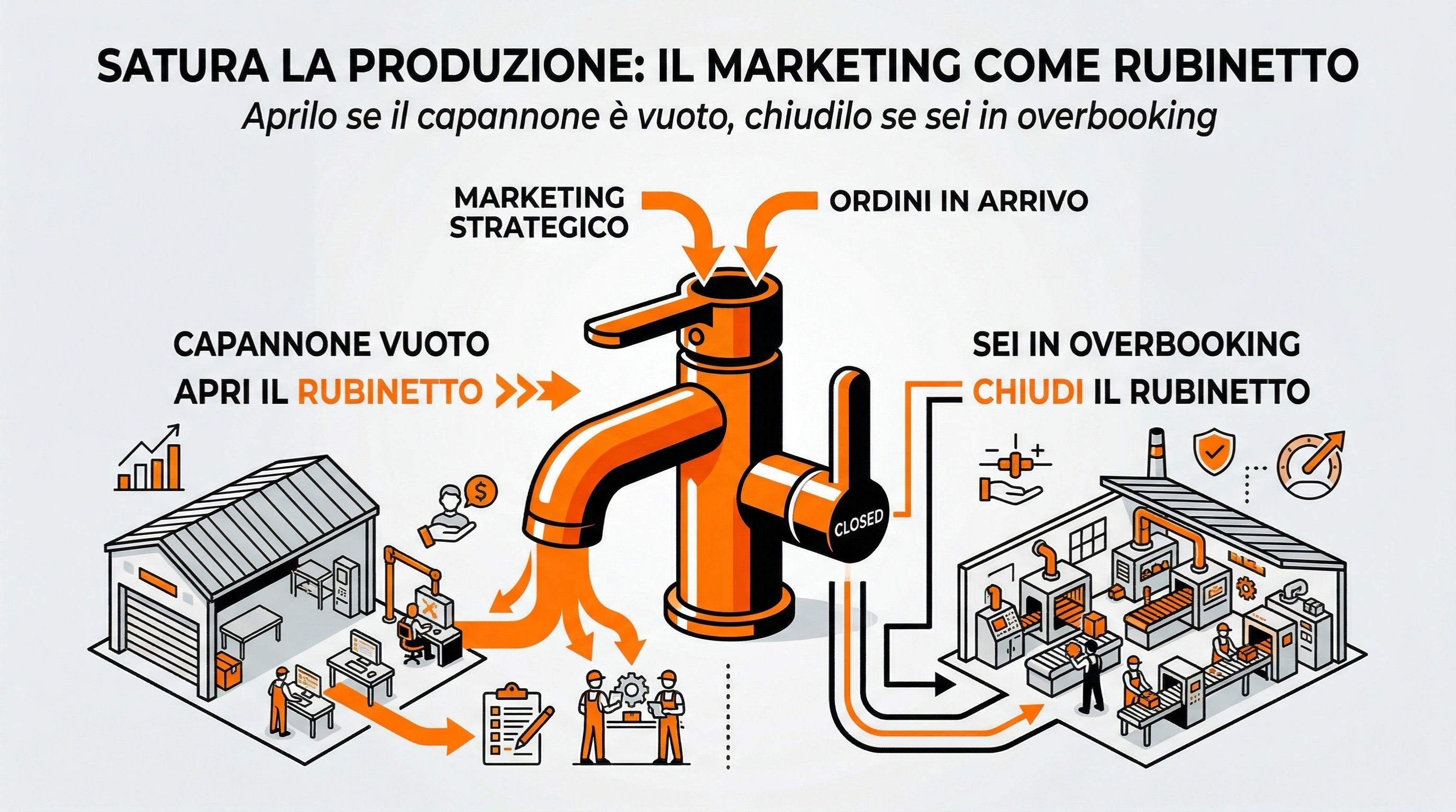 Saturazione Produttiva: Come usare il marketing come un rubinetto: aprilo quando il capannone è vuoto, chiudilo quando sei in overbooking