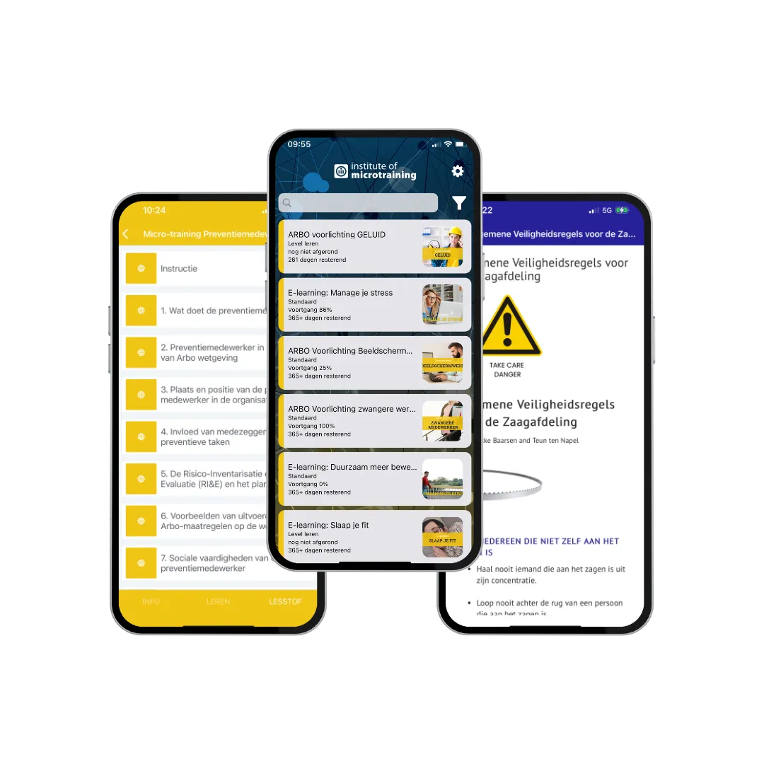 De mobiele omgeving van ons leerplatform oor medewerkers