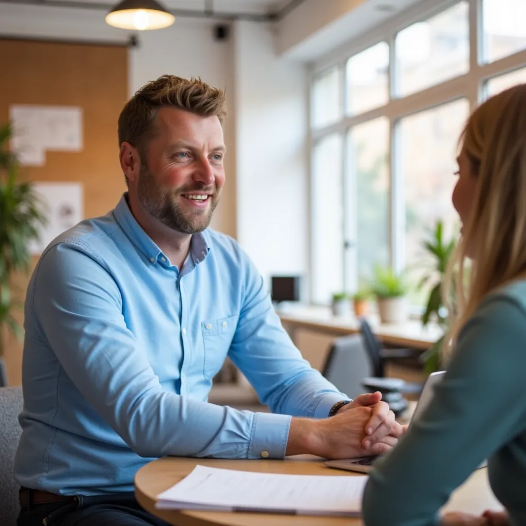 De vitaliteitscoach in gesprek met een medewerker over haar vitaliteit