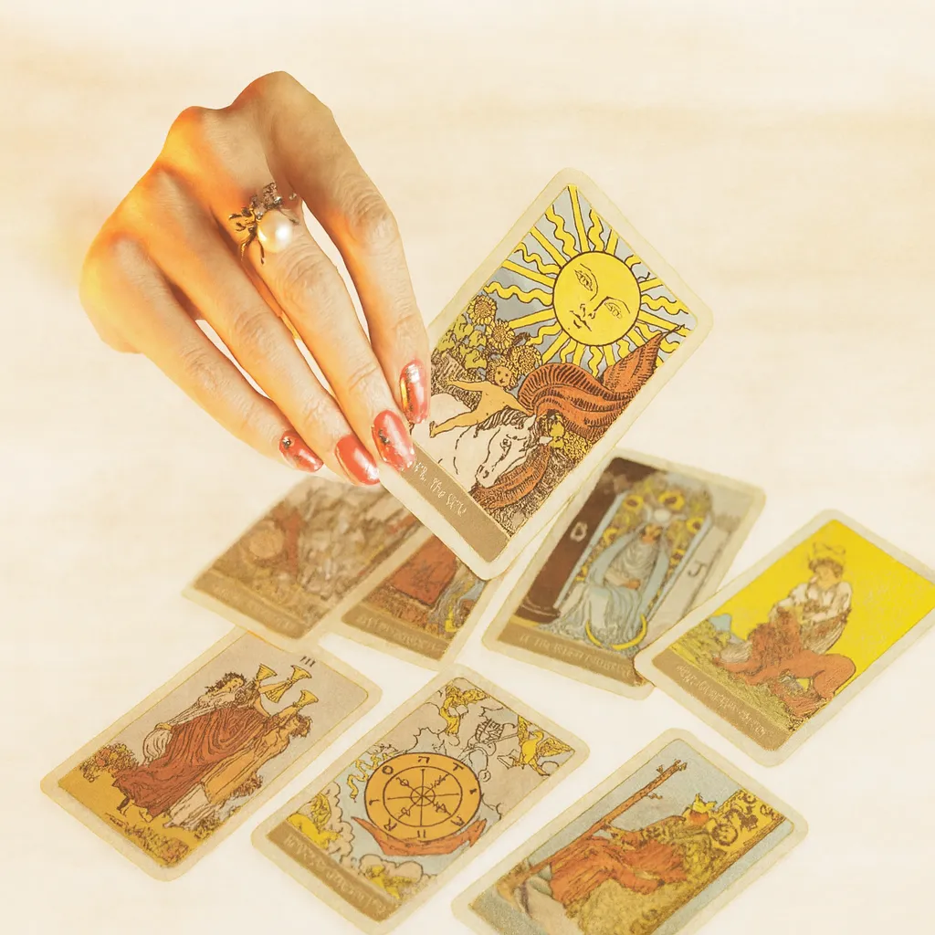 Tarot reader interpreting cards during session