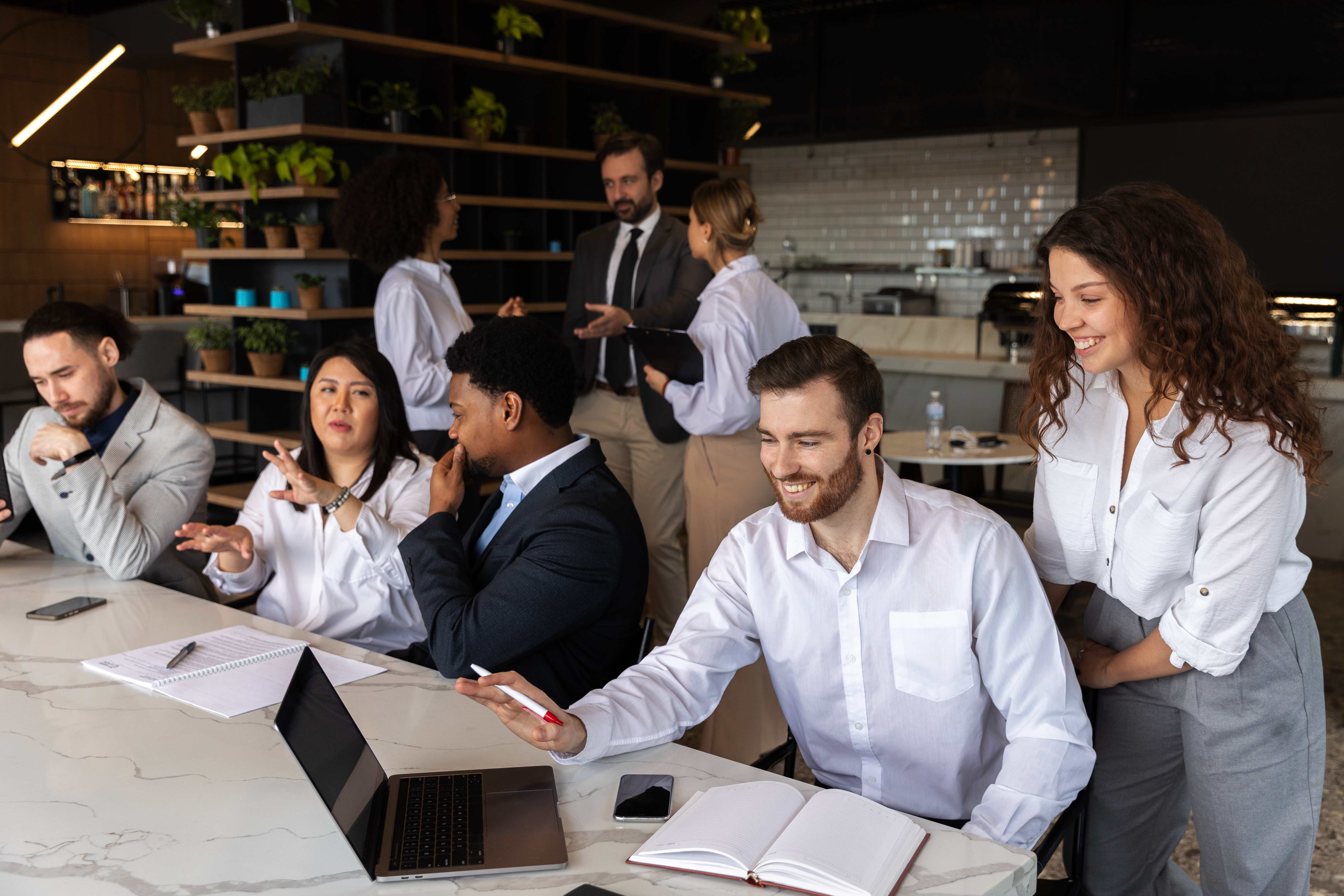 Hotel manager meeting with a staffing agency representative