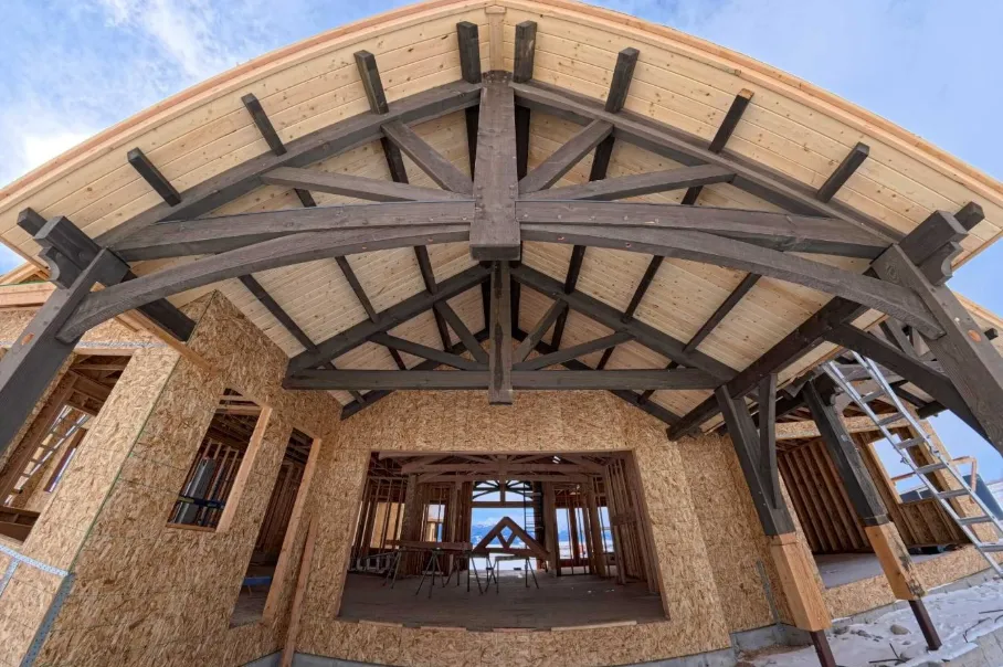Timber frame construction for custom home in Idaho Falls