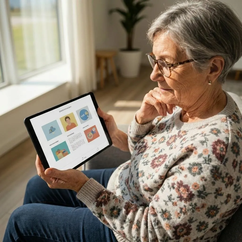 Woman looking at a tablet