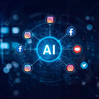Image of AI and social media icons