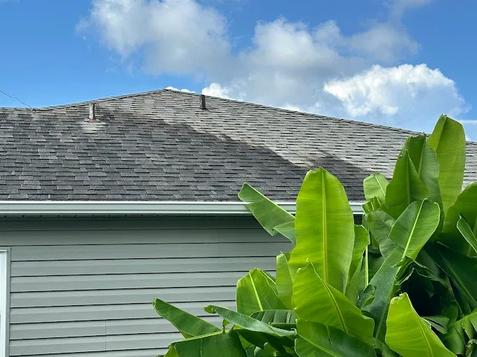 Half way cleaned roof