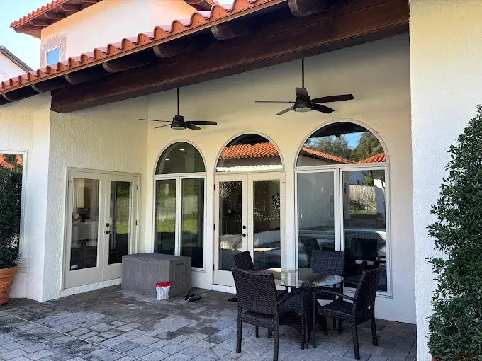 Outside cleaned patio windows