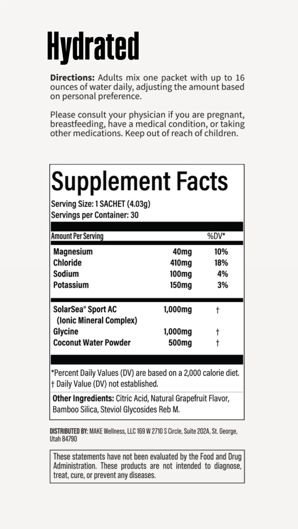 HYDRATED is your first step to unlocking the full potential of Bioactive Precision Peptides™. This refreshing drink is loaded with hydrating ingredients and electrolytes to replenish fluids and set the stage for optimal wellness.  Whether you're an athlete, professional, or busy parent, HYDRATED delivers crisp, revitalizing hydration with every sip. Enjoy a burst of flavor that quenches your thirst, leaves you feeling renewed, and energizes your day.
