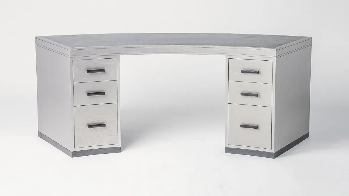 Oscar Curved Silver Desk