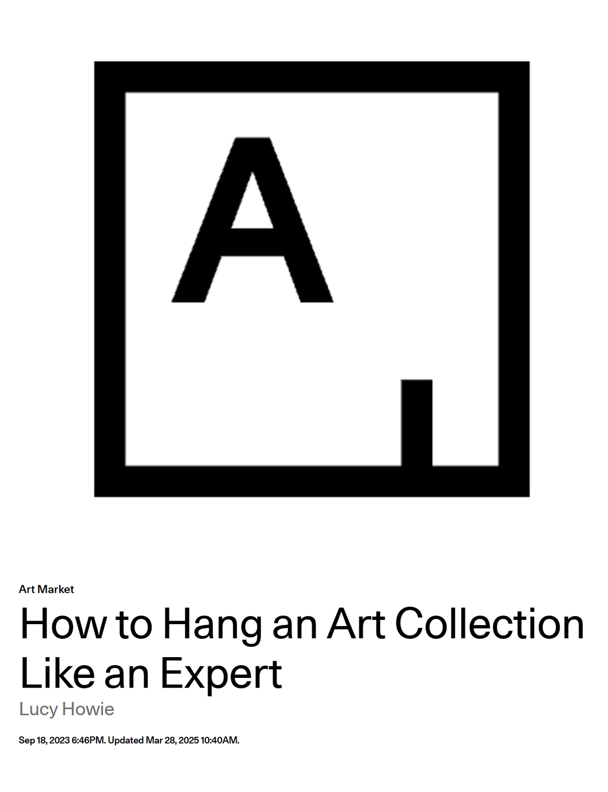 Artsy - Hanging an art collection  - September 2023