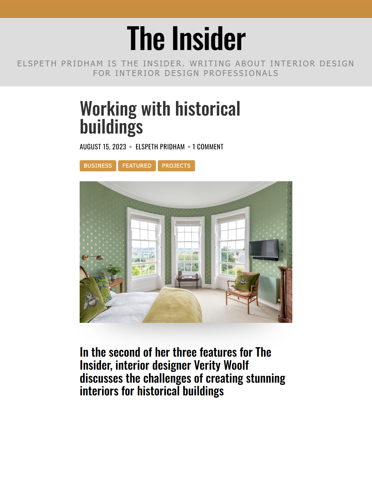 The Insider - Working with historic buildings - August 2023